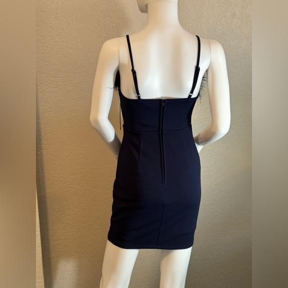 🥳♥️ Xtraordinary Juniors’ Feather Trim V-Neck Slim Dress - Picture 7 of 9
